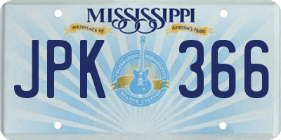 MS license plate JPK366