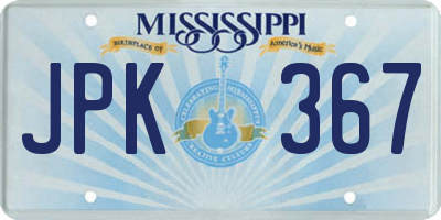 MS license plate JPK367
