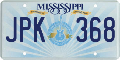 MS license plate JPK368
