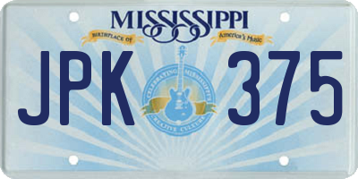 MS license plate JPK375
