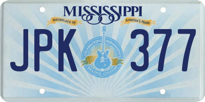 MS license plate JPK377