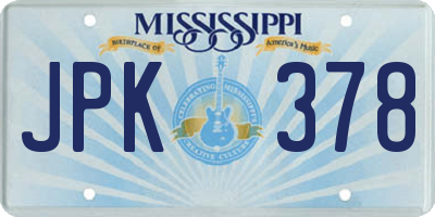 MS license plate JPK378