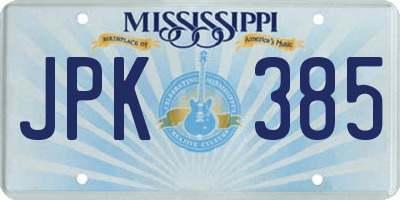 MS license plate JPK385