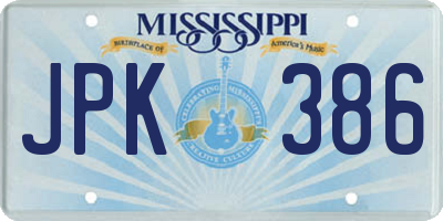 MS license plate JPK386