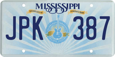 MS license plate JPK387