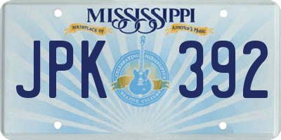 MS license plate JPK392