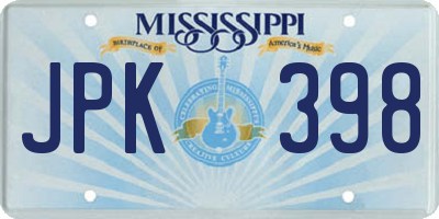 MS license plate JPK398