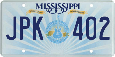 MS license plate JPK402