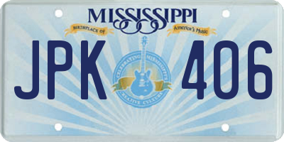 MS license plate JPK406