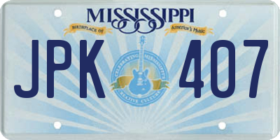 MS license plate JPK407