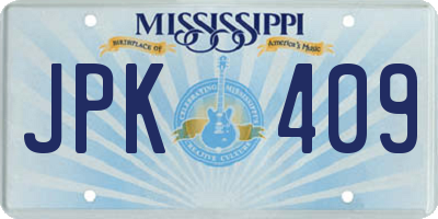 MS license plate JPK409