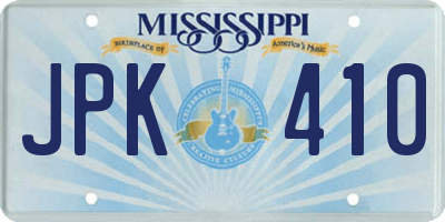 MS license plate JPK410