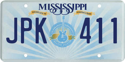 MS license plate JPK411