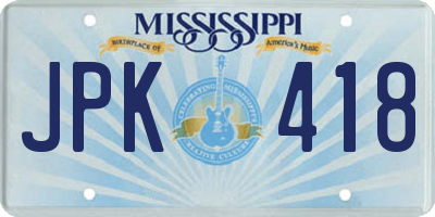 MS license plate JPK418