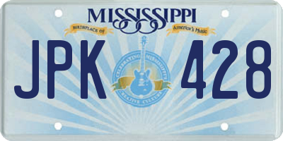 MS license plate JPK428