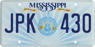 MS license plate JPK430