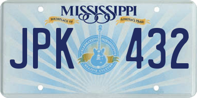 MS license plate JPK432