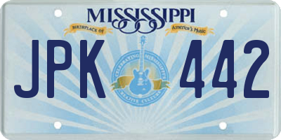 MS license plate JPK442