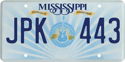 MS license plate JPK443