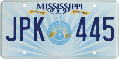 MS license plate JPK445