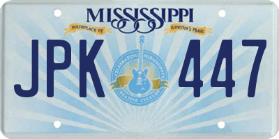 MS license plate JPK447