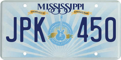 MS license plate JPK450