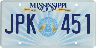 MS license plate JPK451