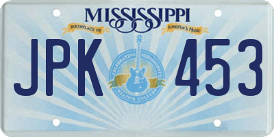MS license plate JPK453
