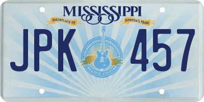 MS license plate JPK457