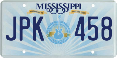 MS license plate JPK458