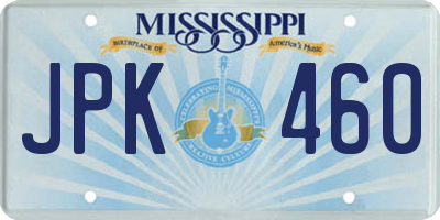 MS license plate JPK460