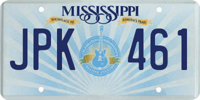 MS license plate JPK461