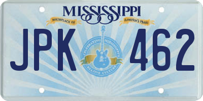 MS license plate JPK462