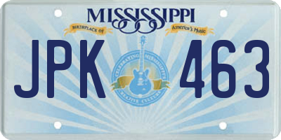 MS license plate JPK463