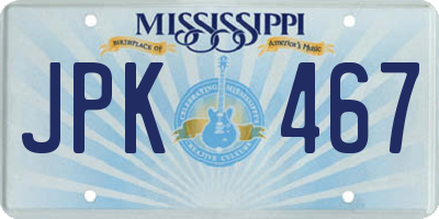 MS license plate JPK467