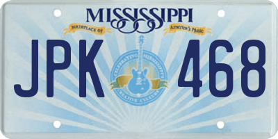 MS license plate JPK468