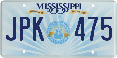 MS license plate JPK475