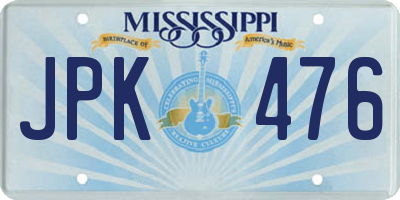 MS license plate JPK476