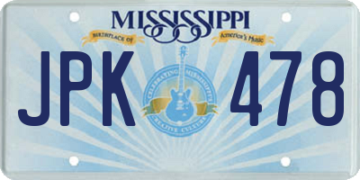 MS license plate JPK478