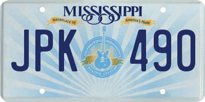 MS license plate JPK490