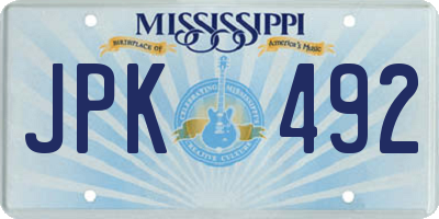 MS license plate JPK492
