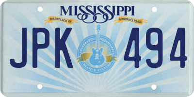 MS license plate JPK494
