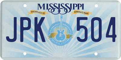MS license plate JPK504