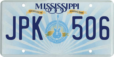 MS license plate JPK506