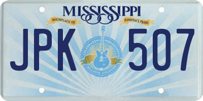 MS license plate JPK507