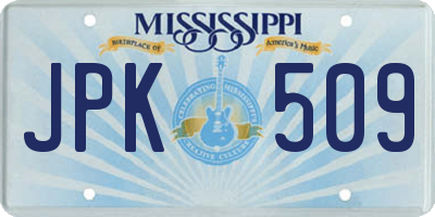 MS license plate JPK509