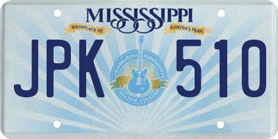 MS license plate JPK510