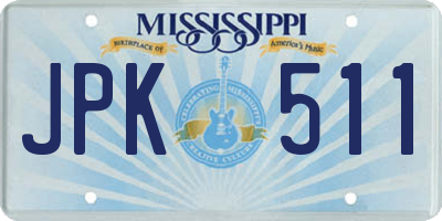 MS license plate JPK511