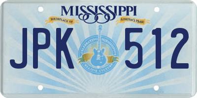 MS license plate JPK512