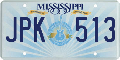 MS license plate JPK513